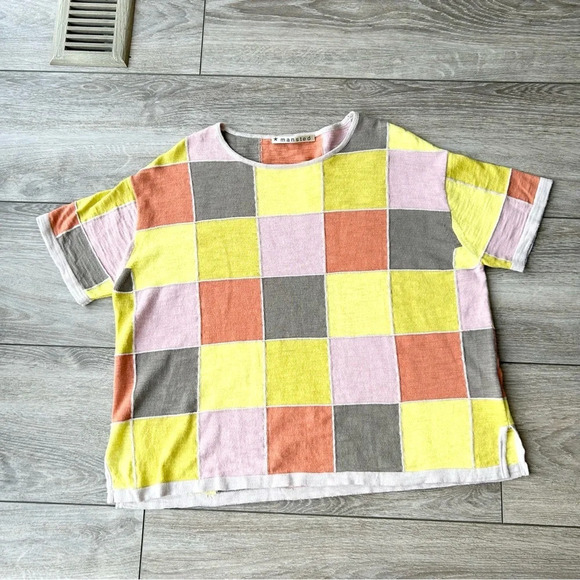 Mansted Ice-tea Lemon Checked Short Sleeve Top - Picture 4 of 13